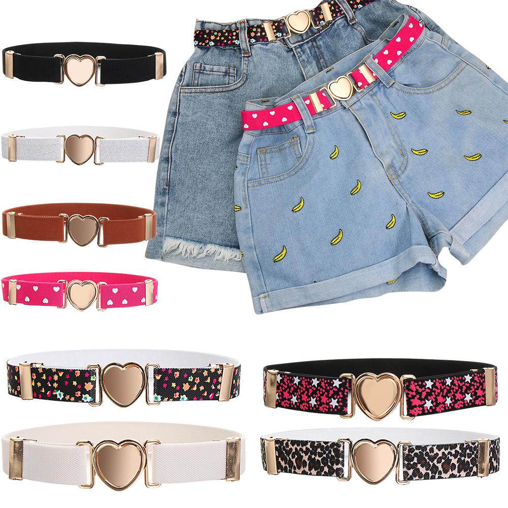 Fashion Kids Heart Belt Adjustable Elastic Belts Dresses Girls Waist Belt